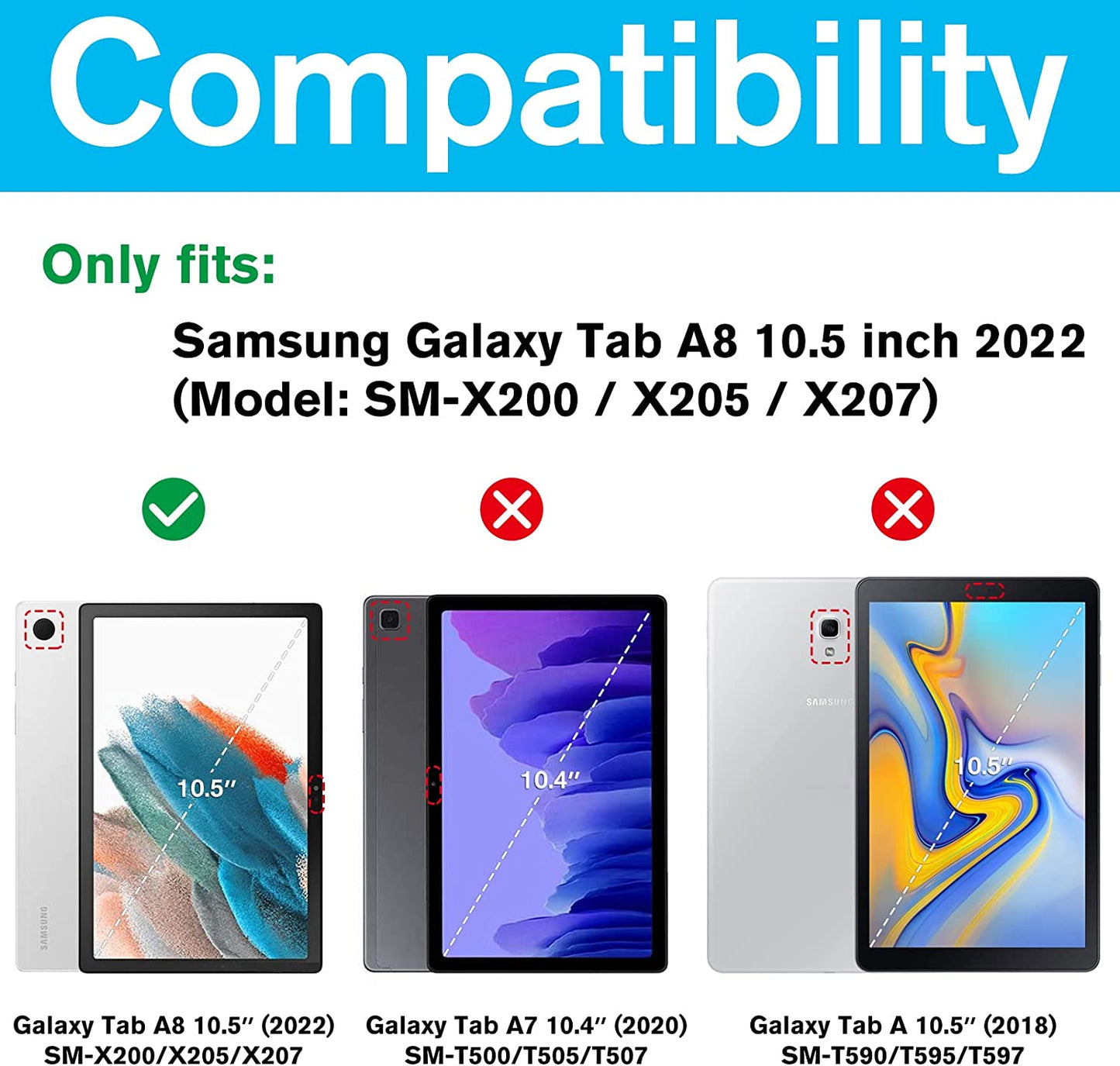 (2 Pack) Galaxy Tab A8 10.5" 2022 Tempered Glass Screen Protector | Yapears