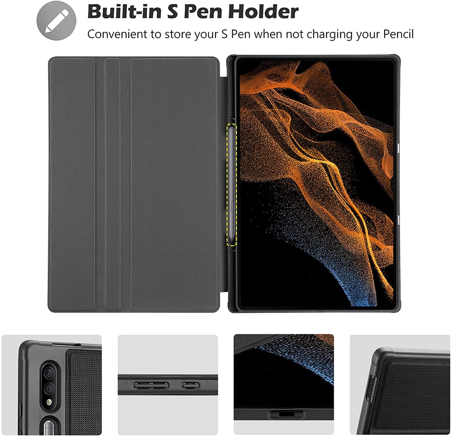 Galaxy Tab S8 Ultra 14.6 2022 Slim Stand Folio Case with S Pen Holder | Yapears