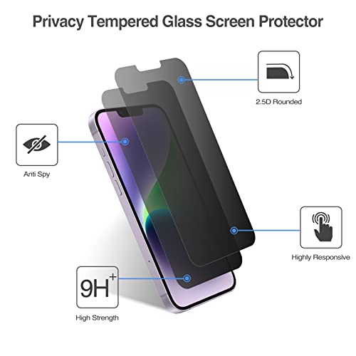 (2 Pack) iPhone 13 Pro Max 2021 / iPhone 14 Plus 2022 6.7" Privacy Tempered Glass Screen Protector | Yapears