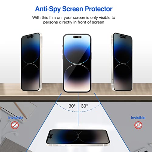 (2 Pack) iPhone 14 Pro 6.1" 2022 Privacy Tempered Glass Screen Protector | Yapears
