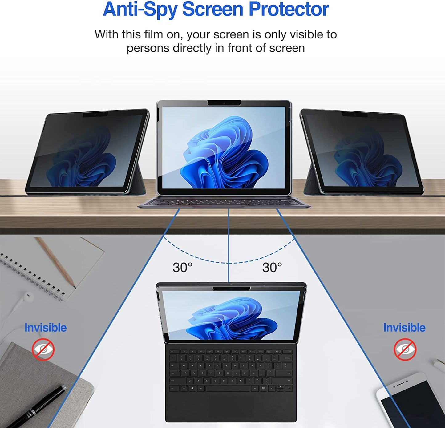 Microsoft Surface Go 2018/ Surface Go 2 2020/ Surface Go 3 2021 Privacy Tempered Glass Screen Protector | Yapears