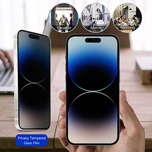 (2 Pack) iPhone 14 Pro 6.1" 2022 Privacy Tempered Glass Screen Protector | Yapears