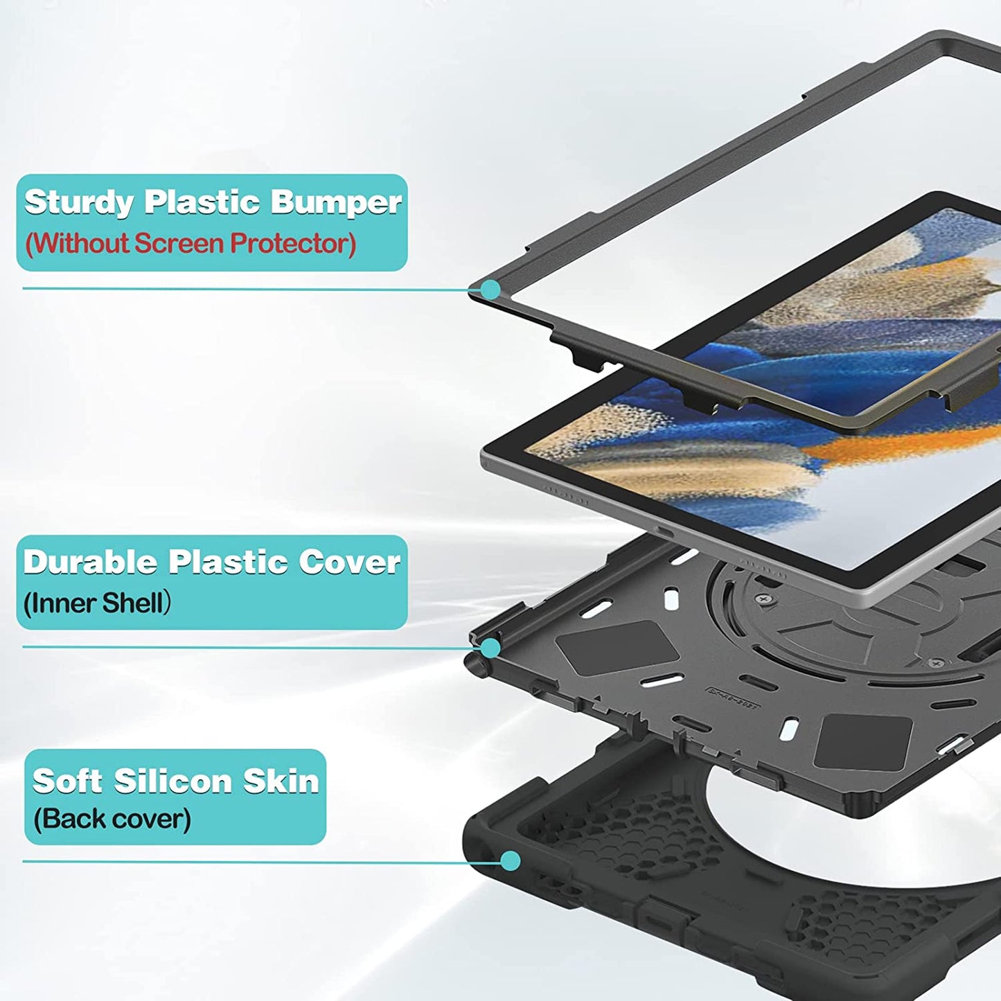 Galaxy Tab A8 10.5 2022 X200/X205/X207 Rugged Heavy Duty Case | Yapears