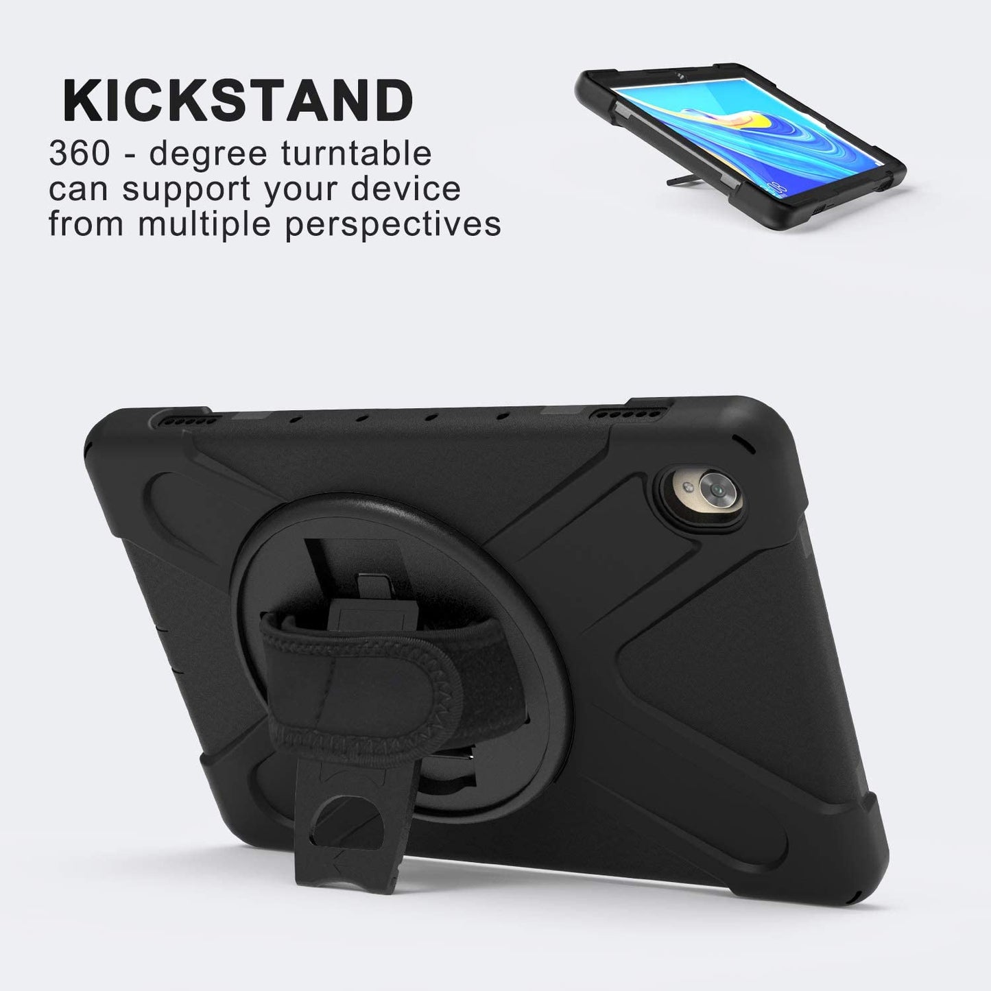 Case for Huawei MediaPad M6 10.8" & Huawei MatePad 10.8" 2020, Military Grade 15ft Drop Tested Shockproof Protective Cover with 360? Rotating Stand, Hand Strap and Shoulder Strap (Orange)