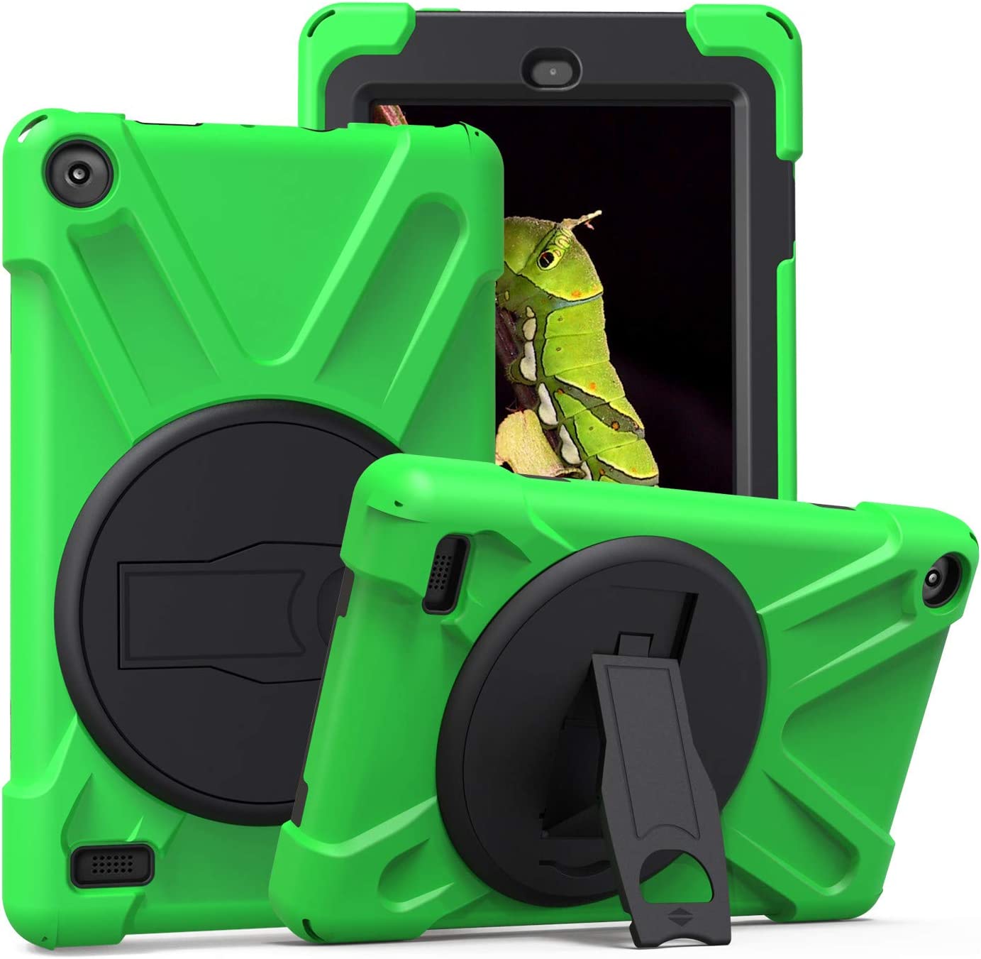 Yapears 360 Degrees Rotatable Kickstand Case Compatible with Amazon Kindle Fire HD 8 2017/2018 Stand Cover