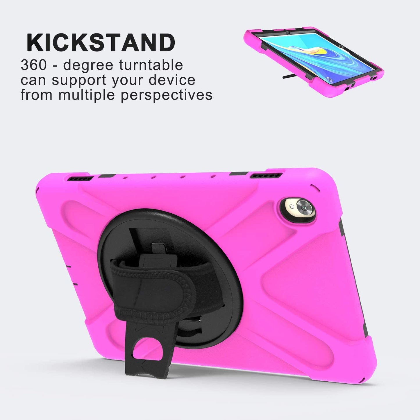 Case for Huawei MediaPad M6 10.8" & Huawei MatePad 10.8" 2020, Military Grade 15ft Drop Tested Shockproof Protective Cover with 360? Rotating Stand, Hand Strap and Shoulder Strap (Orange)