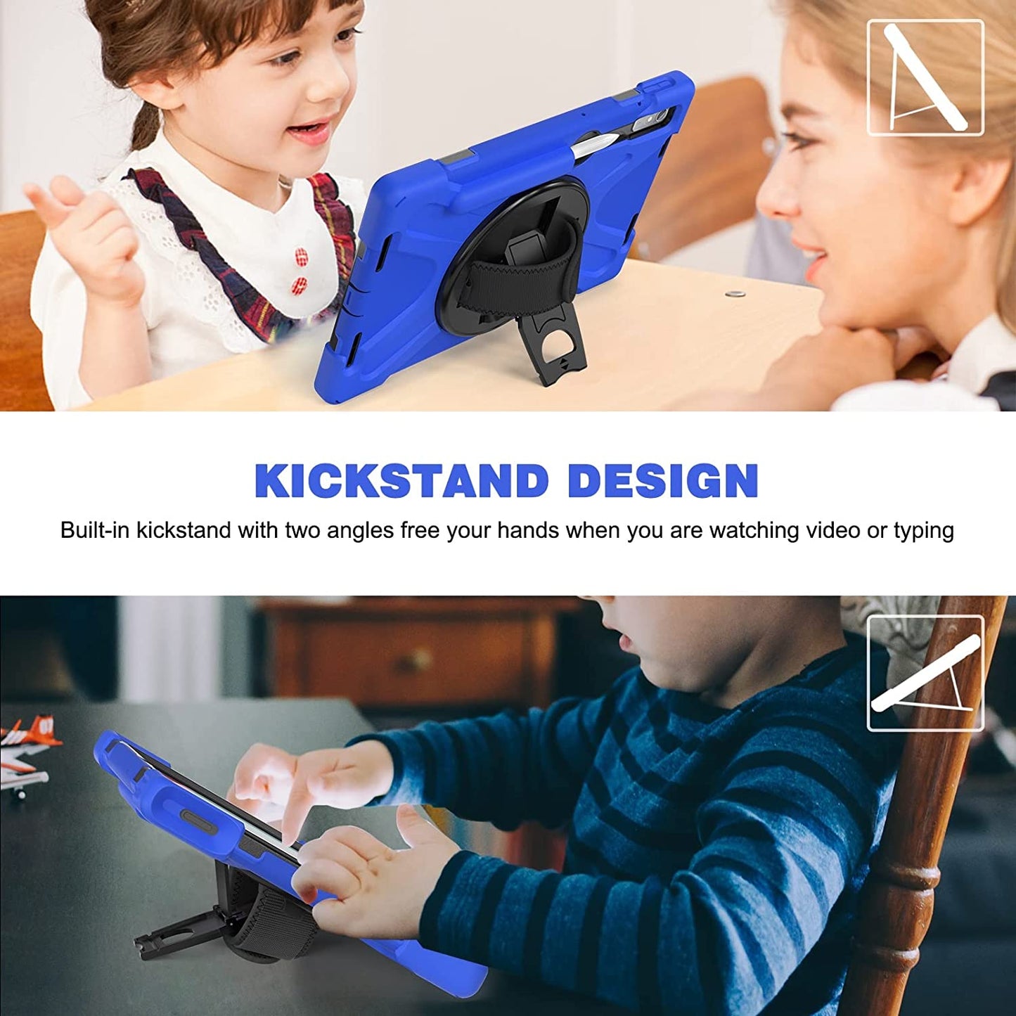 Cover Case Heavy Duty Shockproof TPU Case Compatible with Lenovo Pad Pro 11.2 2022 TB-138FC/132FU,Protective Cover Drop-Proof Shock-Proof W Rotating Kickstand+Handle+Shoulder Strap Protective Cover (