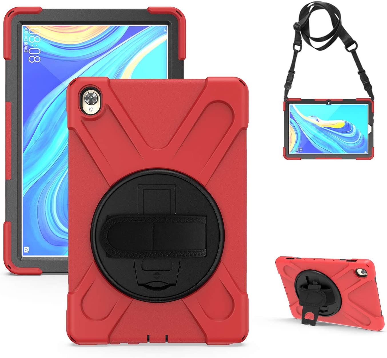 Case for Huawei MediaPad M6 10.8" & Huawei MatePad 10.8" 2020, Military Grade 15ft Drop Tested Shockproof Protective Cover with 360? Rotating Stand, Hand Strap and Shoulder Strap (Orange)