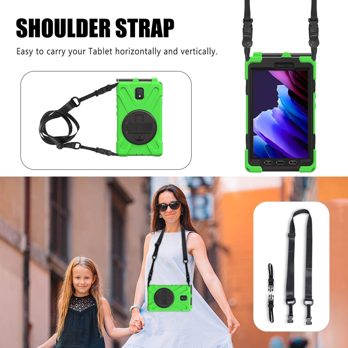 Yapears Samsung Galaxy Tab Active 3 8.0 Case, Heavy Duty Rugged Shockproof Drop Protection Case with 360 Stand, Handle Hand Strap & Shoulder Strap for Galaxy Tab Active3 8" 2020 T570/T575/T577 (Blue)