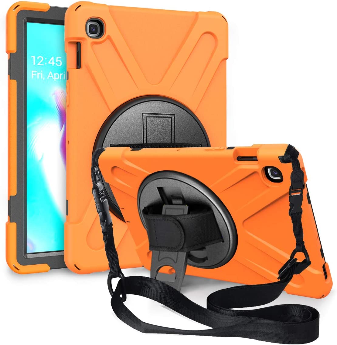 Yapears Shield Series Samsung Tab 10.1 Case SM-T510/T515 Samsung Galaxy Tab A 10.1 Case 2019 Shockproof Rugged Cover 360 Kickstand, Hand Strap & Shoulder Strap for Galaxy Tab A 10.1 Inch - Yellow
