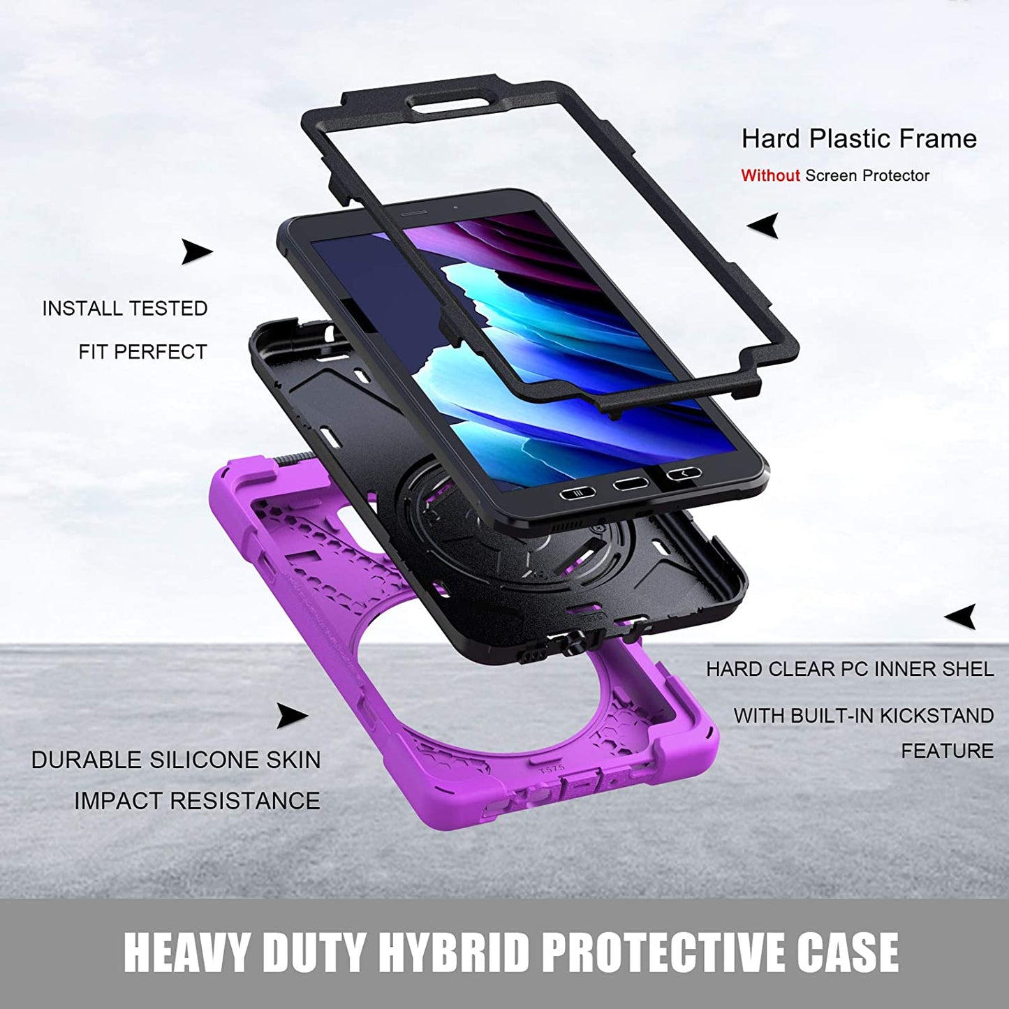 Rantice Samsung Galaxy Tab Active 3 8.0 Case, Heavy Duty Rugged Shockproof Drop Protection Case with 360 Stand, Handle Hand Strap & Shoulder Strap for Galaxy Tab Active3 8" 2020 T570/T575/T577 (Blue)