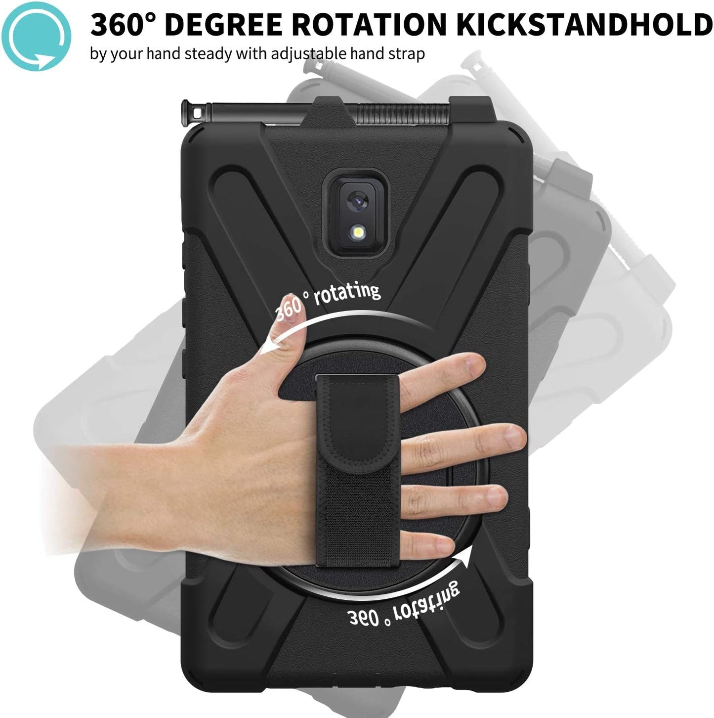 Rantice Samsung Galaxy Tab Active 3 8.0 Case, Heavy Duty Rugged Shockproof Drop Protection Case with 360 Stand, Handle Hand Strap & Shoulder Strap for Galaxy Tab Active3 8" 2020 T570/T575/T577 (Blue)