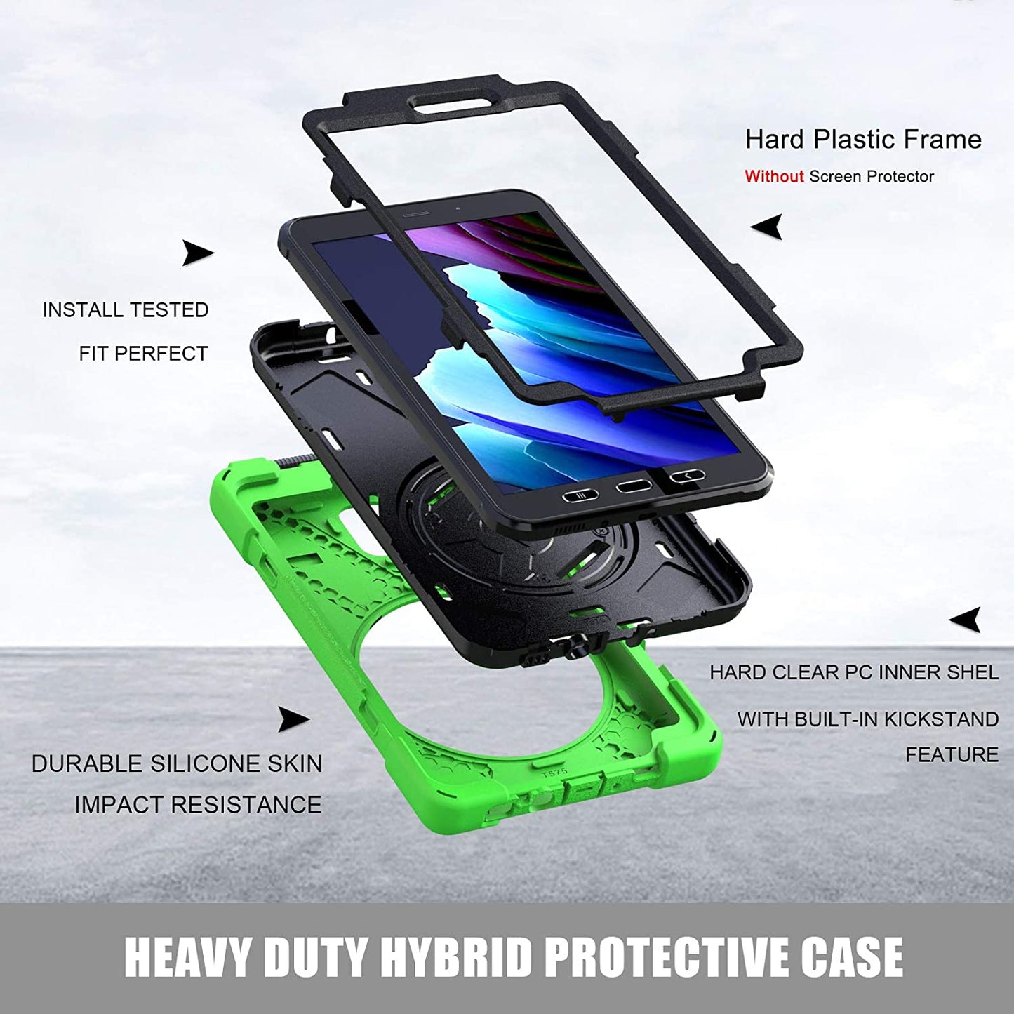 Rantice Samsung Galaxy Tab Active 3 8.0 Case, Heavy Duty Rugged Shockproof Drop Protection Case with 360 Stand, Handle Hand Strap & Shoulder Strap for Galaxy Tab Active3 8" 2020 T570/T575/T577 (Blue)