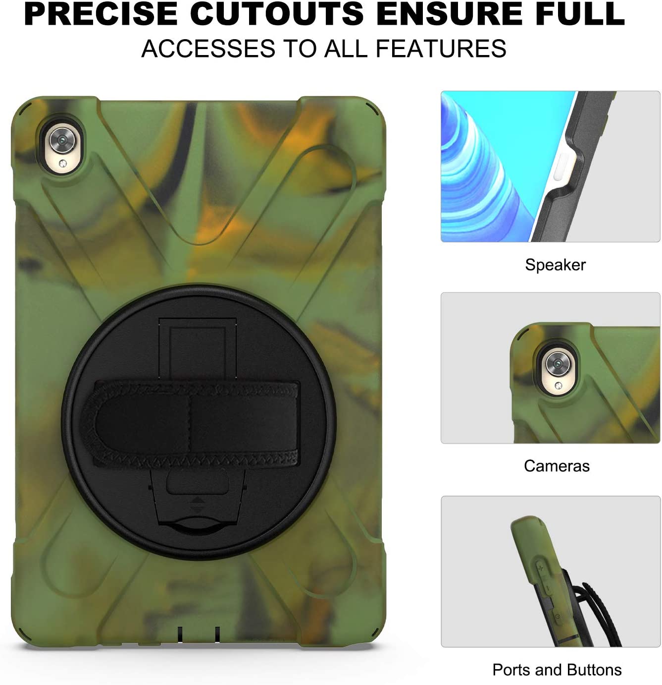 Case for Huawei MediaPad M6 10.8" & Huawei MatePad 10.8" 2020, Military Grade 15ft Drop Tested Shockproof Protective Cover with 360? Rotating Stand, Hand Strap and Shoulder Strap (Orange)