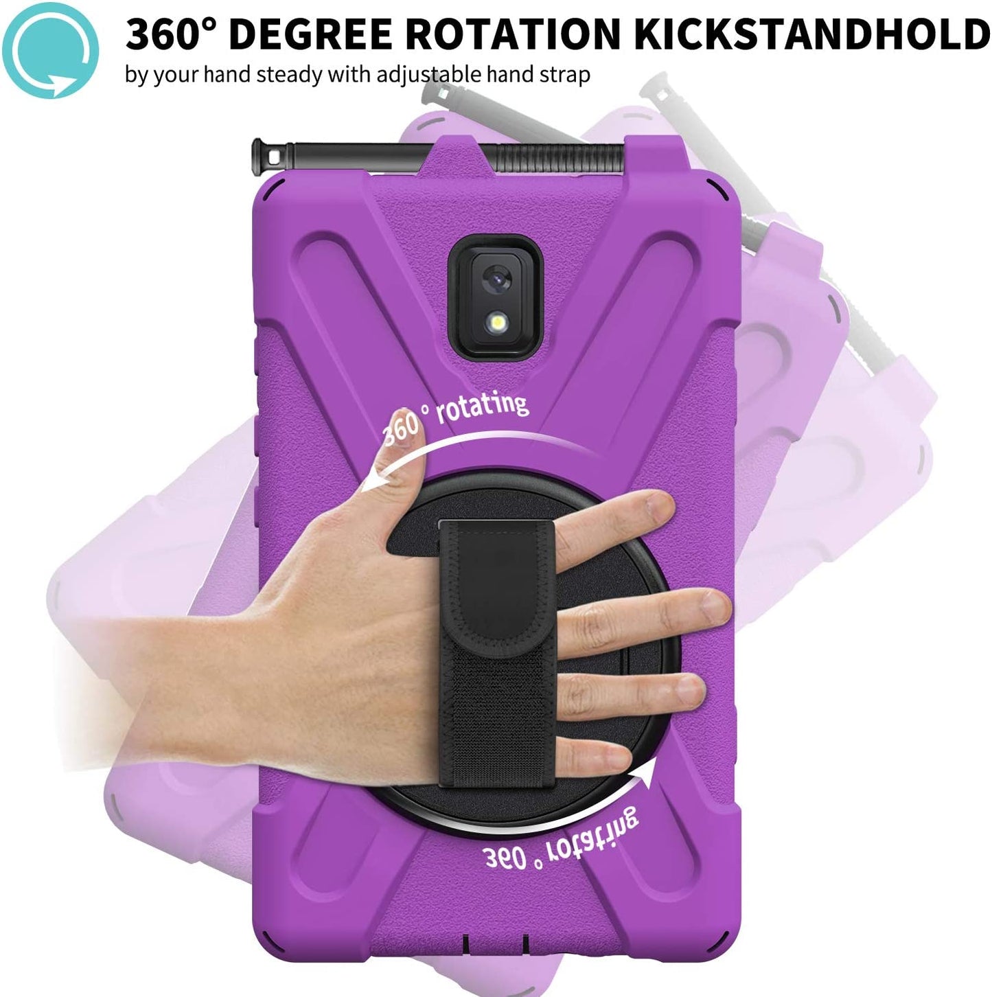 Rantice Samsung Galaxy Tab Active 3 8.0 Case, Heavy Duty Rugged Shockproof Drop Protection Case with 360 Stand, Handle Hand Strap & Shoulder Strap for Galaxy Tab Active3 8" 2020 T570/T575/T577 (Blue)