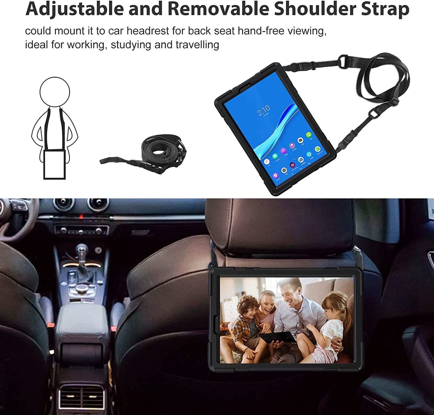 Yapears Lenovo Tab K10 10.3 Inch 2021 / M10 FHD Plus Case (2020 2nd Gen), Rugged Heavy Duty Shockproof Rotating Kickstand Protective Cover for 10.3" Tab K10 TB-X6C6L TB-X6C6F M10 Plus TB-X606F -Black