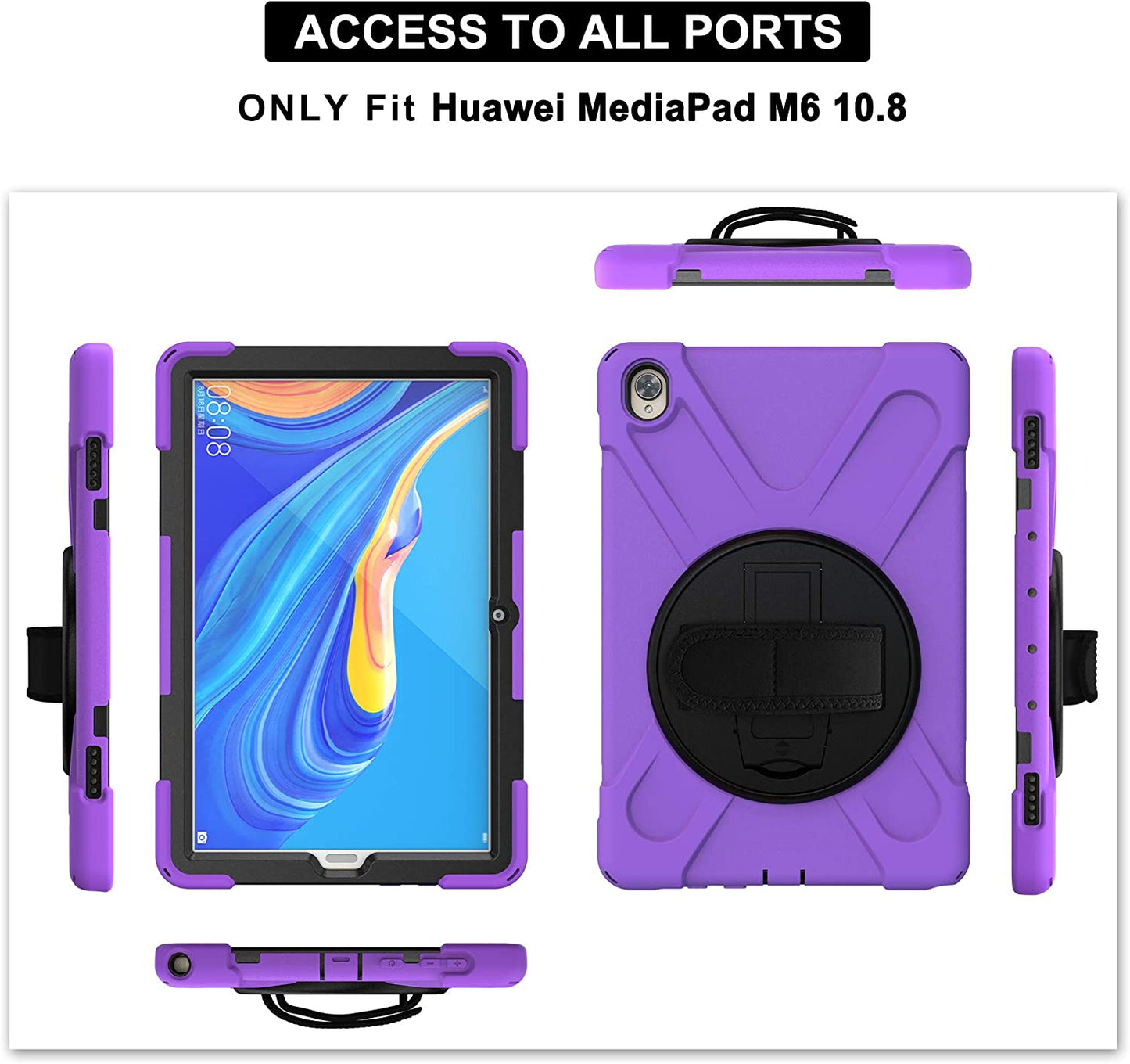 Case for Huawei MediaPad M6 10.8" & Huawei MatePad 10.8" 2020, Military Grade 15ft Drop Tested Shockproof Protective Cover with 360? Rotating Stand, Hand Strap and Shoulder Strap (Orange)