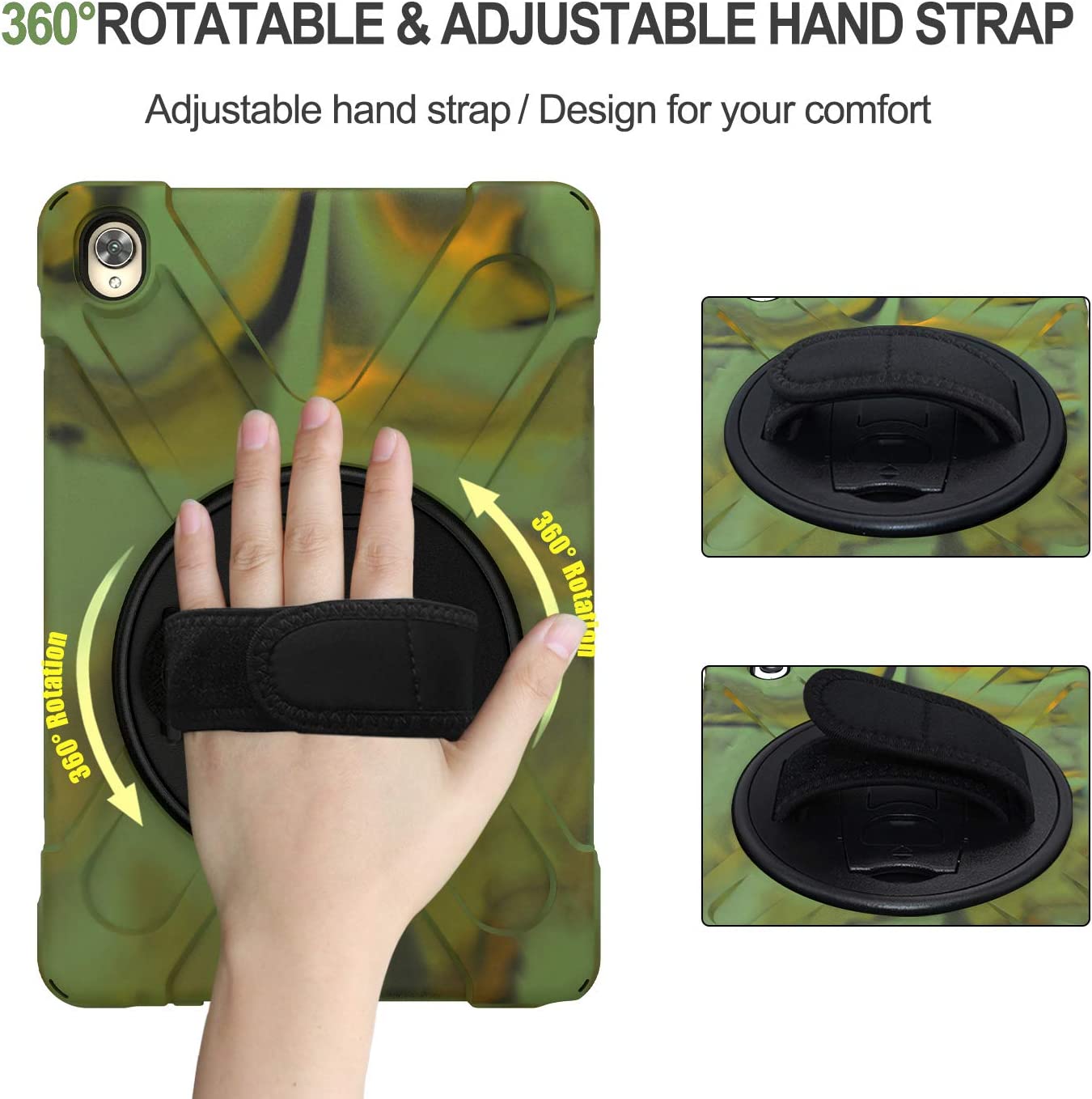 Case for Huawei MediaPad M6 10.8" & Huawei MatePad 10.8" 2020, Military Grade 15ft Drop Tested Shockproof Protective Cover with 360? Rotating Stand, Hand Strap and Shoulder Strap (Orange)