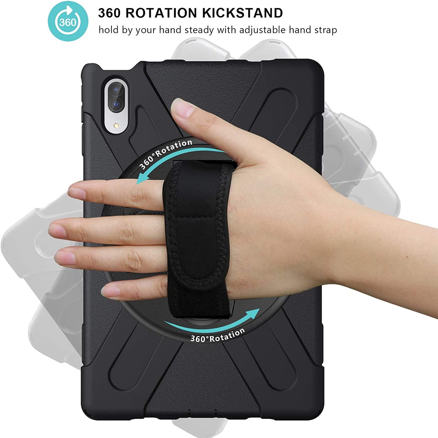 Yapears Rugged Case for Lenovo Tab P11 Pro 11.5" 2020 (TB-J706F / TB-J706L), Shockproof Heavy Duty Case Protective Cover with Shoulder Strap 360 Rotatable Kickstand ??lack