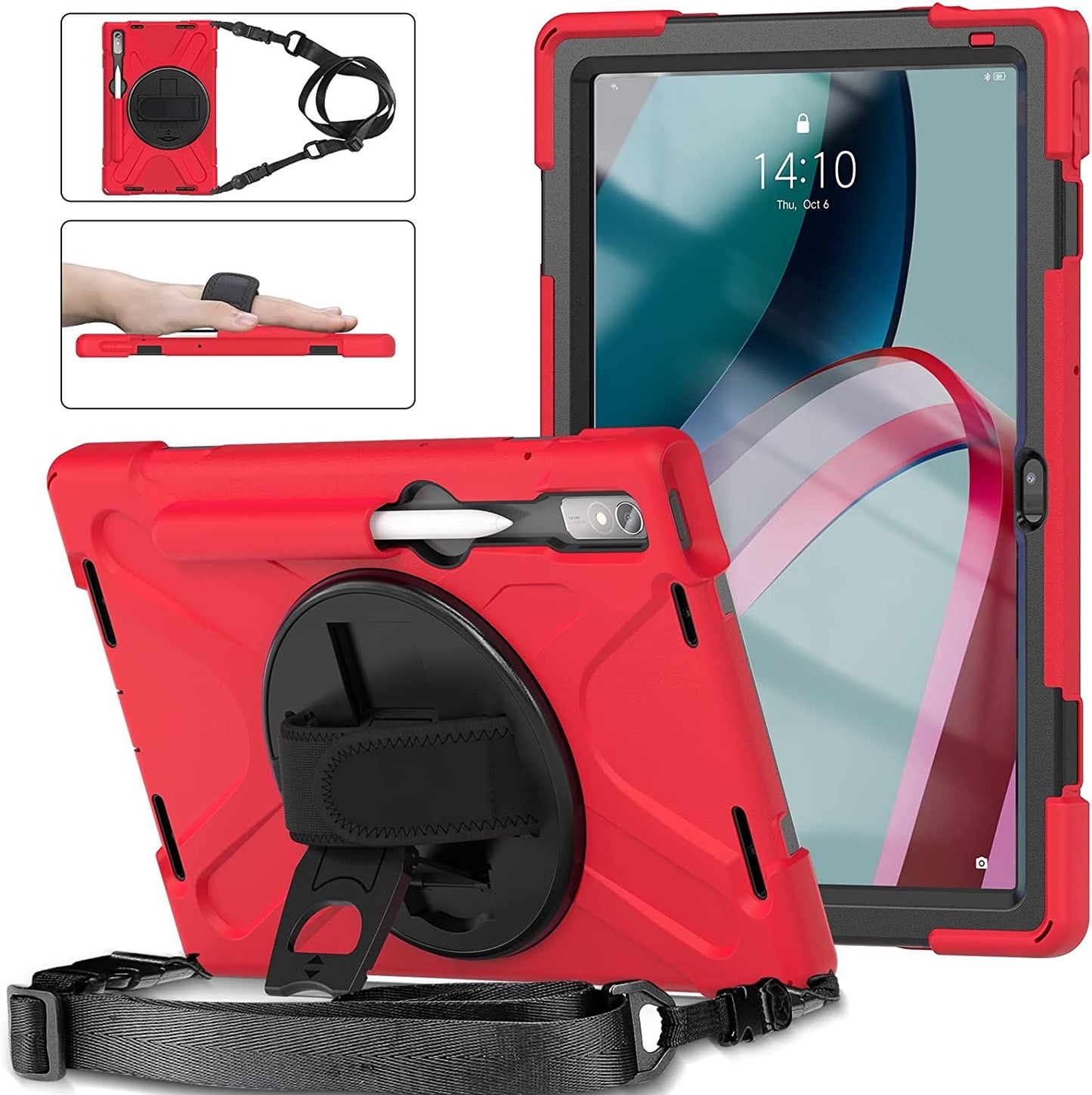 Cover Case Heavy Duty Shockproof TPU Case Compatible with Lenovo Pad Pro 11.2 2022 TB-138FC/132FU,Protective Cover Drop-Proof Shock-Proof W Rotating Kickstand+Handle+Shoulder Strap Protective Cover (