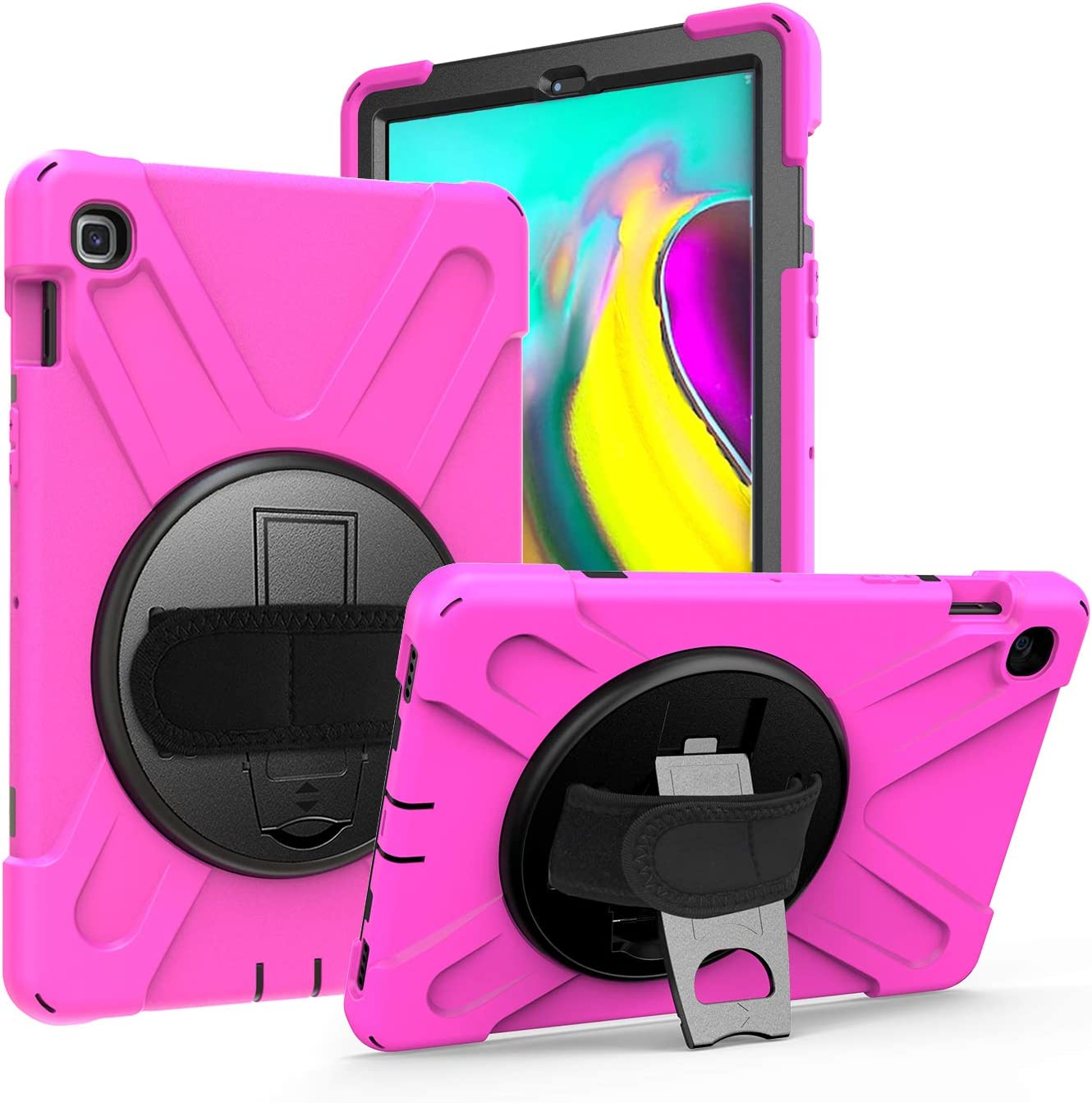Yapears Shield Series Samsung Tab 10.1 Case SM-T510/T515 Samsung Galaxy Tab A 10.1 Case 2019 Shockproof Rugged Cover 360 Kickstand, Hand Strap & Shoulder Strap for Galaxy Tab A 10.1 Inch - Yellow