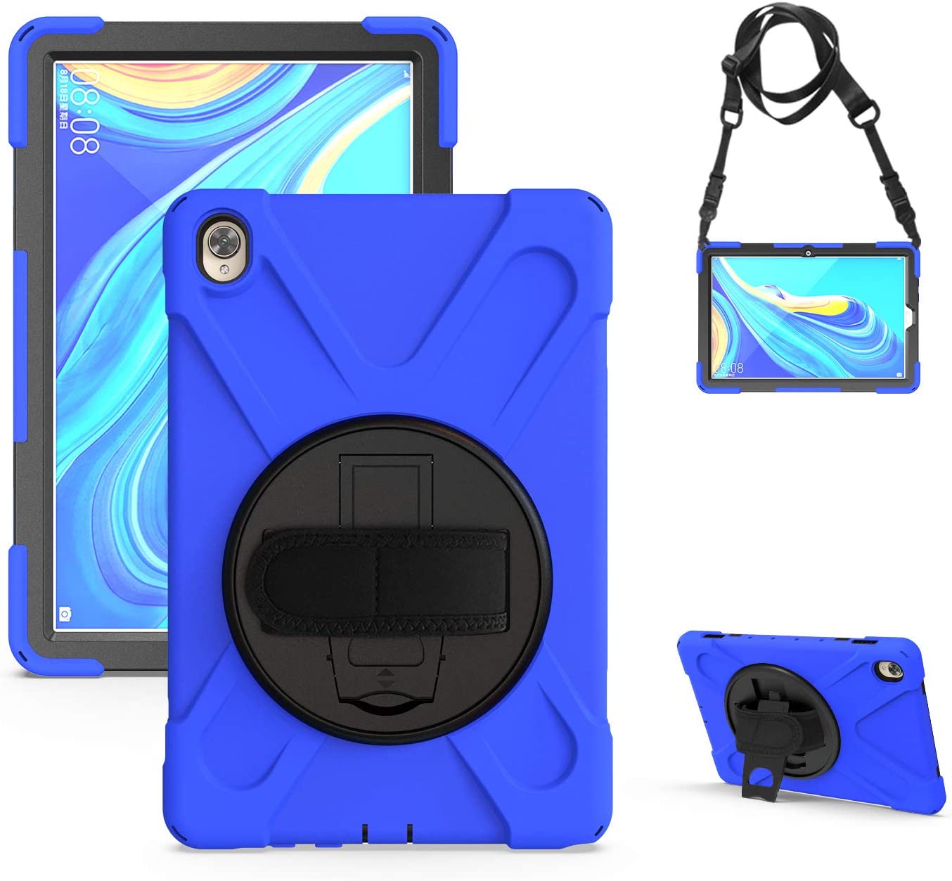 Case for Huawei MediaPad M6 10.8" & Huawei MatePad 10.8" 2020, Military Grade 15ft Drop Tested Shockproof Protective Cover with 360? Rotating Stand, Hand Strap and Shoulder Strap (Orange)