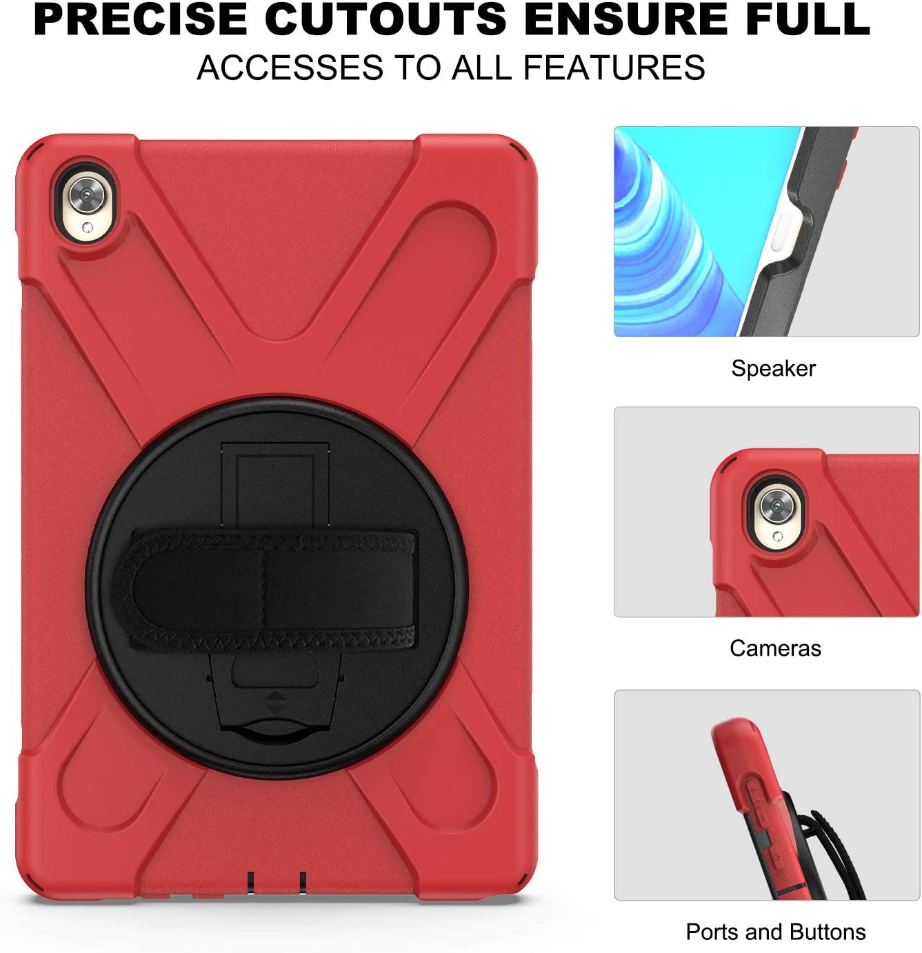 Case for Huawei MediaPad M6 10.8" & Huawei MatePad 10.8" 2020, Military Grade 15ft Drop Tested Shockproof Protective Cover with 360? Rotating Stand, Hand Strap and Shoulder Strap (Orange)