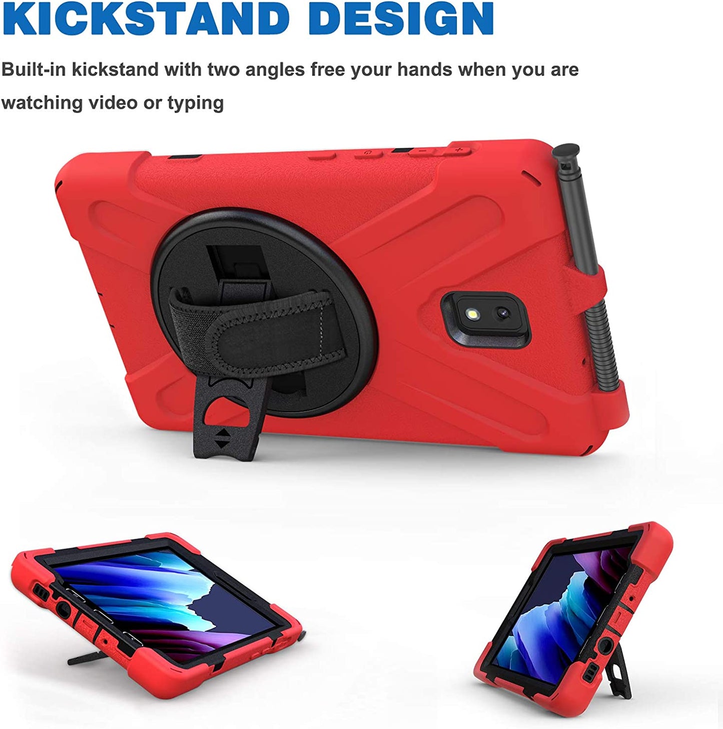 Rantice Samsung Galaxy Tab Active 3 8.0 Case, Heavy Duty Rugged Shockproof Drop Protection Case with 360 Stand, Handle Hand Strap & Shoulder Strap for Galaxy Tab Active3 8" 2020 T570/T575/T577 (Blue)