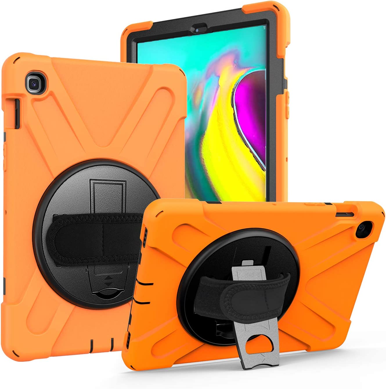 Yapears Shield Series Samsung Tab 10.1 Case SM-T510/T515 Samsung Galaxy Tab A 10.1 Case 2019 Shockproof Rugged Cover 360 Kickstand, Hand Strap & Shoulder Strap for Galaxy Tab A 10.1 Inch - Yellow