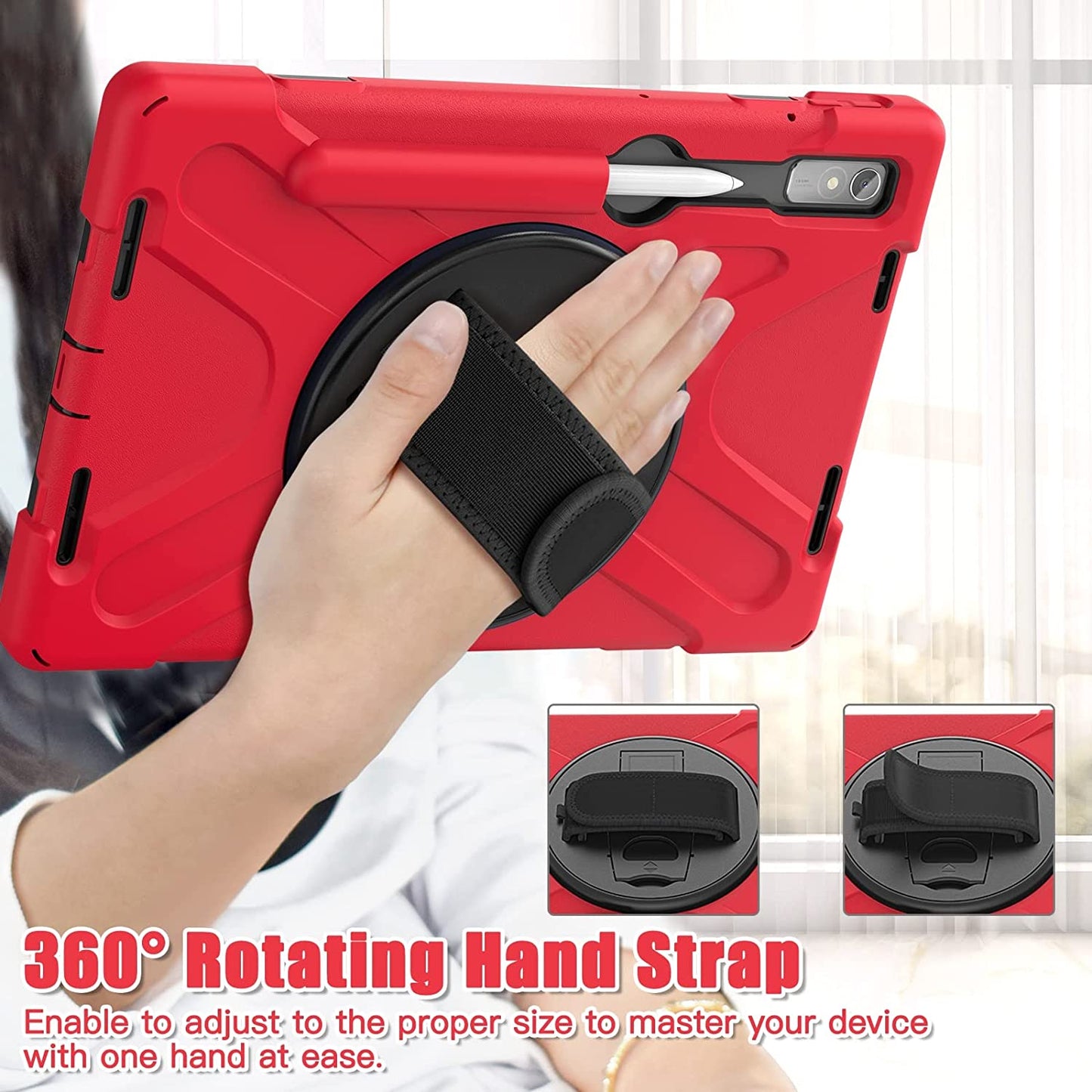 Cover Case Heavy Duty Shockproof TPU Case Compatible with Lenovo Pad Pro 11.2 2022 TB-138FC/132FU,Protective Cover Drop-Proof Shock-Proof W Rotating Kickstand+Handle+Shoulder Strap Protective Cover (