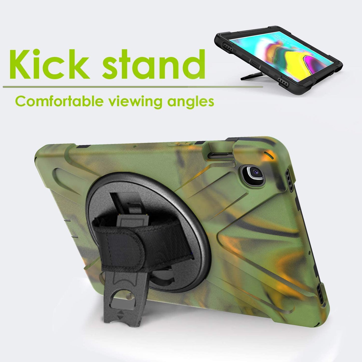 Yapears Shield Series Samsung Tab 10.1 Case SM-T510/T515 Samsung Galaxy Tab A 10.1 Case 2019 Shockproof Rugged Cover 360 Kickstand, Hand Strap & Shoulder Strap for Galaxy Tab A 10.1 Inch - Yellow