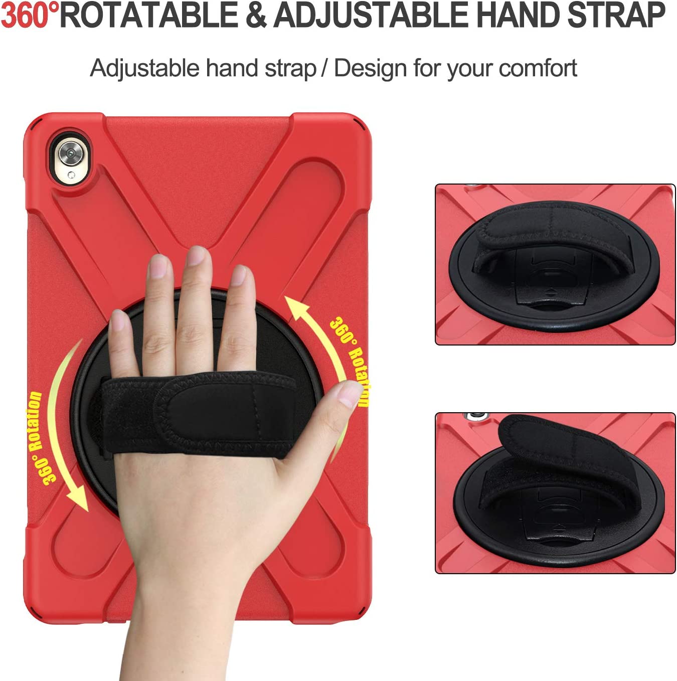 Case for Huawei MediaPad M6 10.8" & Huawei MatePad 10.8" 2020, Military Grade 15ft Drop Tested Shockproof Protective Cover with 360? Rotating Stand, Hand Strap and Shoulder Strap (Orange)