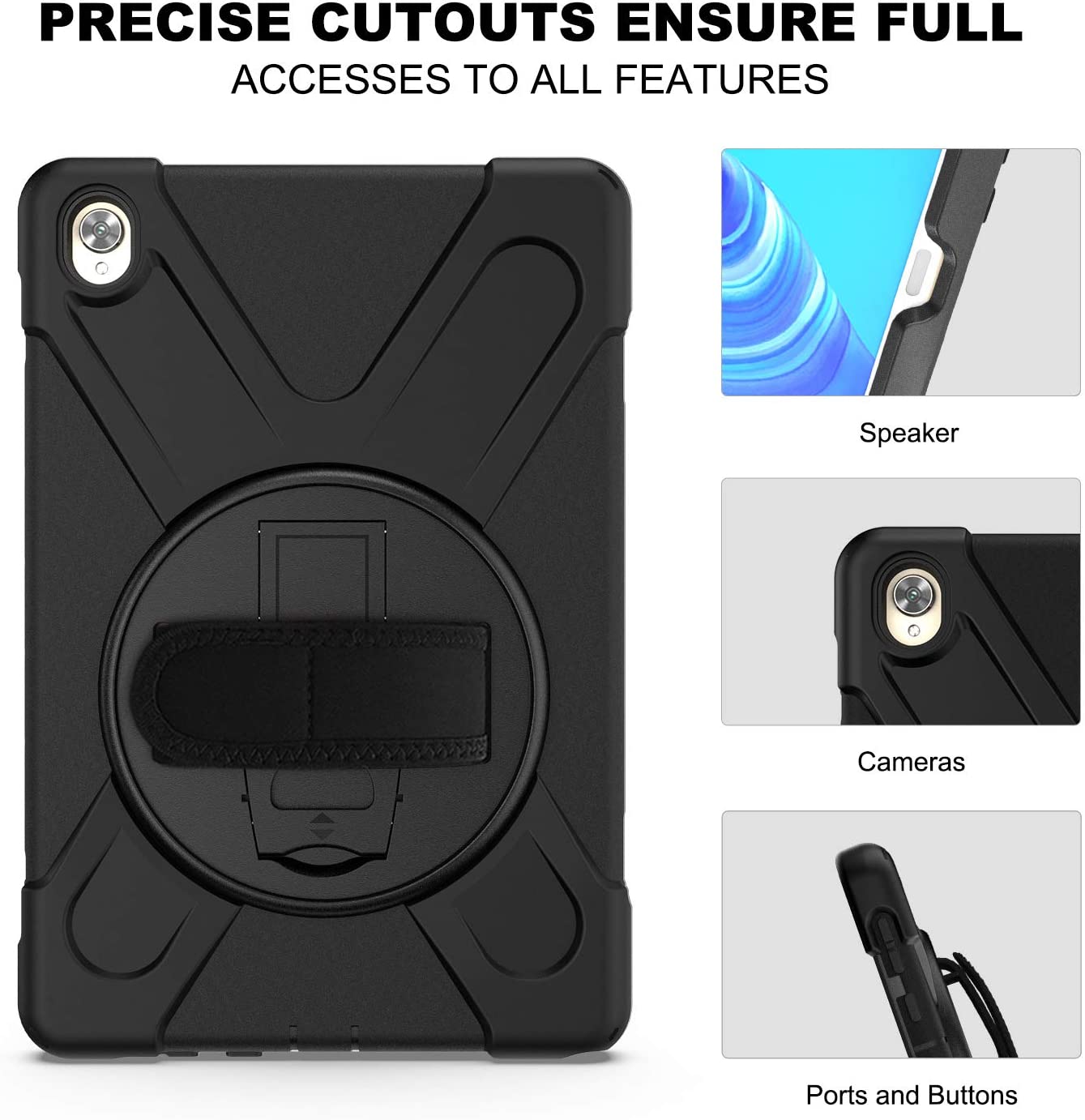 Case for Huawei MediaPad M6 10.8" & Huawei MatePad 10.8" 2020, Military Grade 15ft Drop Tested Shockproof Protective Cover with 360? Rotating Stand, Hand Strap and Shoulder Strap (Orange)