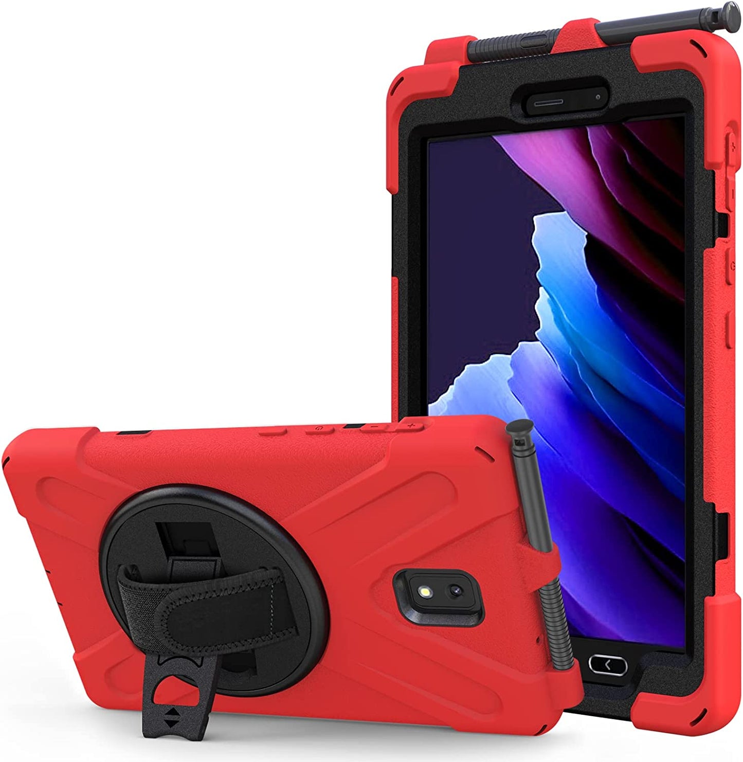 Rantice Samsung Galaxy Tab Active 3 8.0 Case, Heavy Duty Rugged Shockproof Drop Protection Case with 360 Stand, Handle Hand Strap & Shoulder Strap for Galaxy Tab Active3 8" 2020 T570/T575/T577 (Blue)