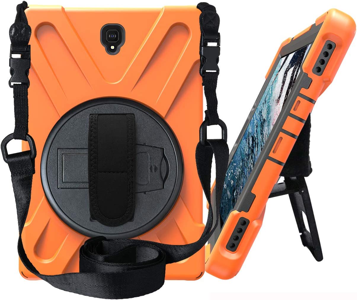 Ivy 360 Degrees Kickstand Case Cover Compatible with Samsung Galaxy Tab S4 10.5 (SM-T830,T835,T837) Stand Case with Wrist Strap and Shoulder Strap - Red
