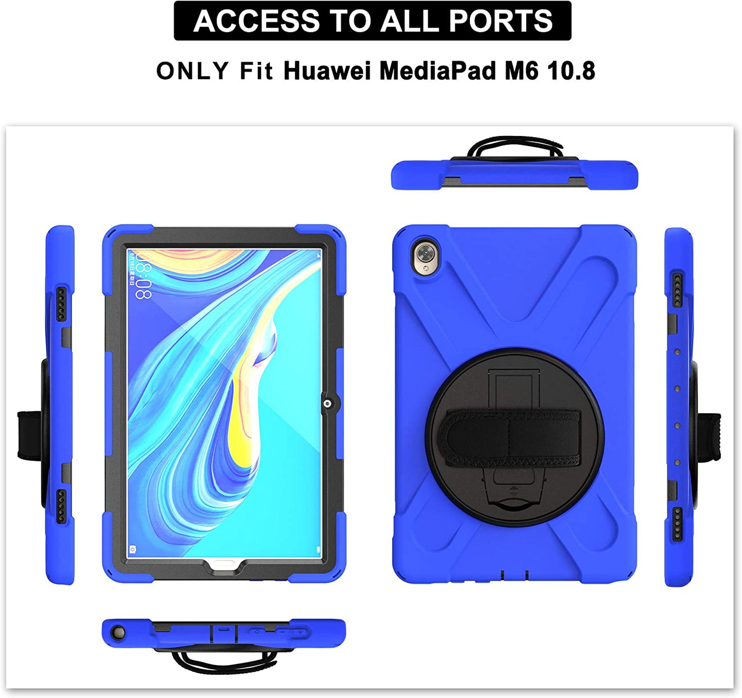 Case for Huawei MediaPad M6 10.8" & Huawei MatePad 10.8" 2020, Military Grade 15ft Drop Tested Shockproof Protective Cover with 360? Rotating Stand, Hand Strap and Shoulder Strap (Orange)