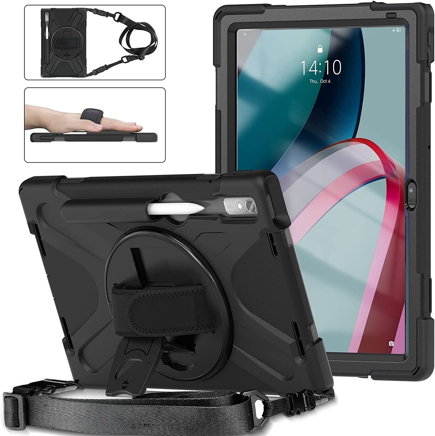 Cover Case Heavy Duty Shockproof TPU Case Compatible with Lenovo Pad Pro 11.2 2022 TB-138FC/132FU,Protective Cover Drop-Proof Shock-Proof W Rotating Kickstand+Handle+Shoulder Strap Protective Cover (