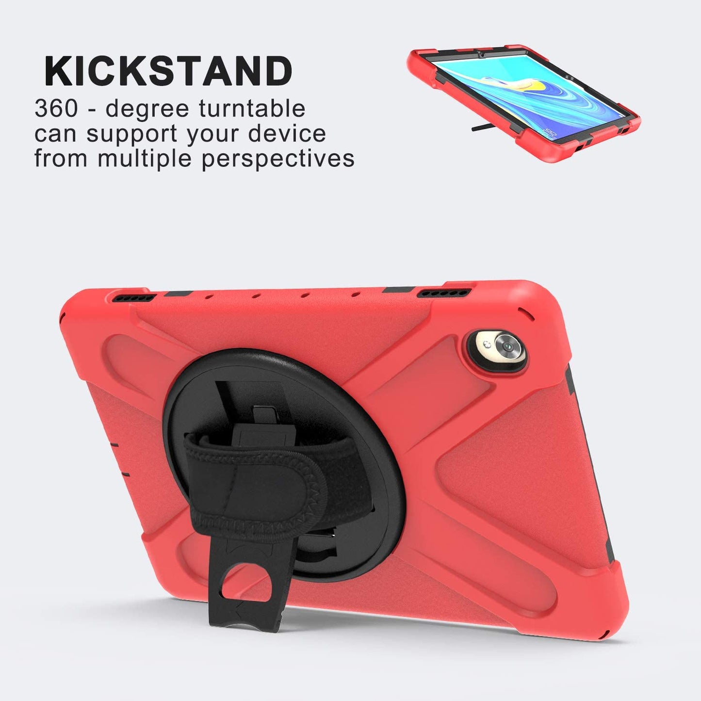Case for Huawei MediaPad M6 10.8" & Huawei MatePad 10.8" 2020, Military Grade 15ft Drop Tested Shockproof Protective Cover with 360? Rotating Stand, Hand Strap and Shoulder Strap (Orange)