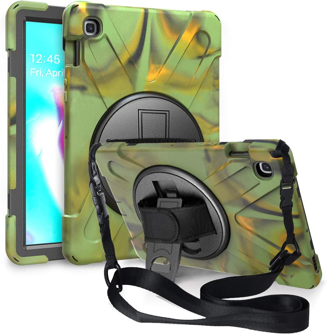 Yapears Shield Series Samsung Tab 10.1 Case SM-T510/T515 Samsung Galaxy Tab A 10.1 Case 2019 Shockproof Rugged Cover 360 Kickstand, Hand Strap & Shoulder Strap for Galaxy Tab A 10.1 Inch - Yellow