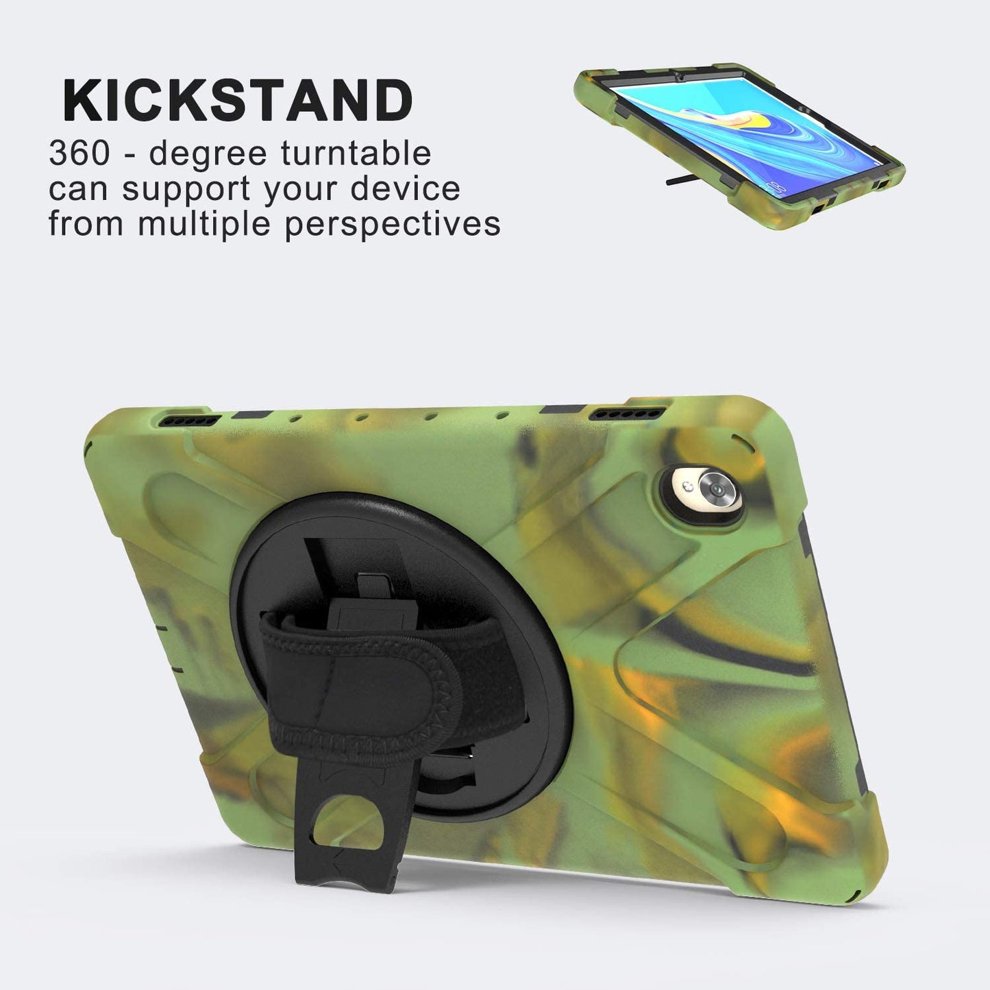 Case for Huawei MediaPad M6 10.8" & Huawei MatePad 10.8" 2020, Military Grade 15ft Drop Tested Shockproof Protective Cover with 360? Rotating Stand, Hand Strap and Shoulder Strap (Orange)