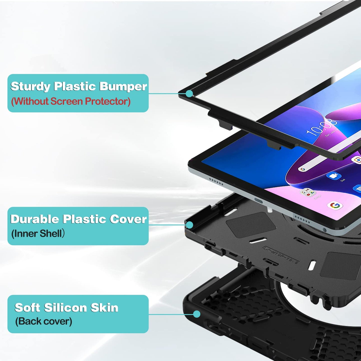 Lenovo Tab M10 Plus 10.6" 3rd Gen 2022 Heavy Duty Rugged Case | Yapears