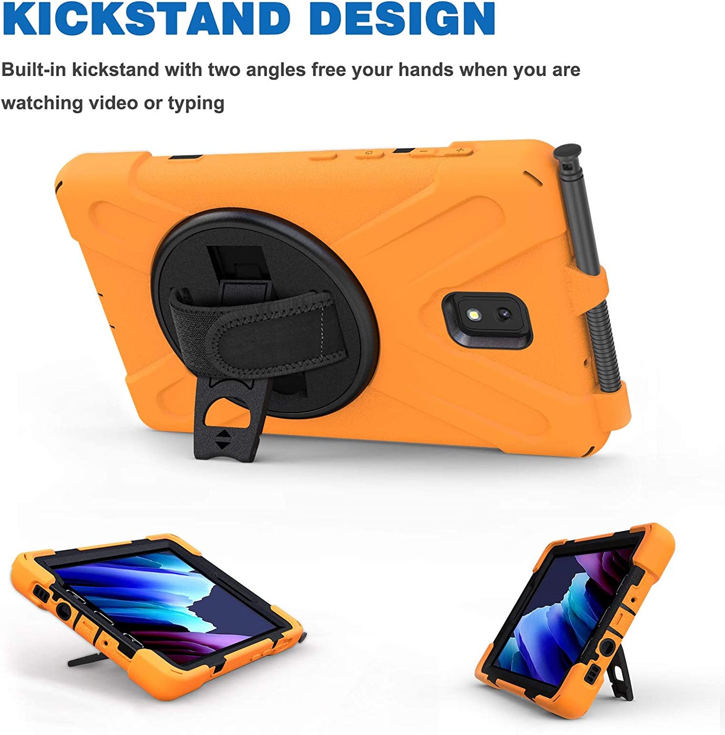 Rantice Samsung Galaxy Tab Active 3 8.0 Case, Heavy Duty Rugged Shockproof Drop Protection Case with 360 Stand, Handle Hand Strap & Shoulder Strap for Galaxy Tab Active3 8" 2020 T570/T575/T577 (Blue)
