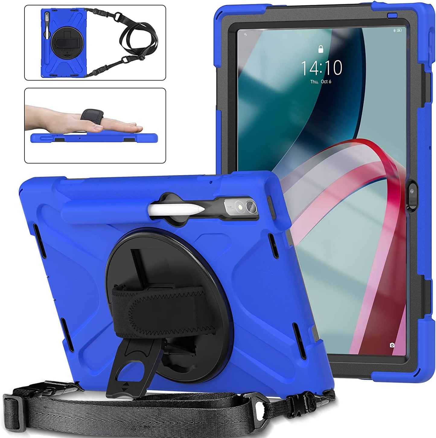 Cover Case Heavy Duty Shockproof TPU Case Compatible with Lenovo Pad Pro 11.2 2022 TB-138FC/132FU,Protective Cover Drop-Proof Shock-Proof W Rotating Kickstand+Handle+Shoulder Strap Protective Cover (