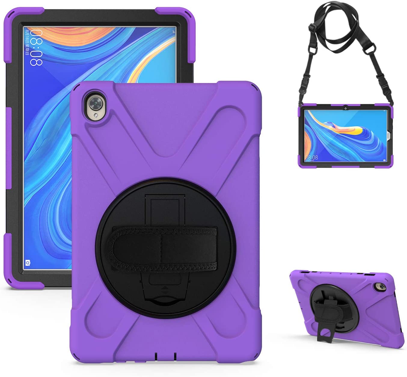 Case for Huawei MediaPad M6 10.8" & Huawei MatePad 10.8" 2020, Military Grade 15ft Drop Tested Shockproof Protective Cover with 360? Rotating Stand, Hand Strap and Shoulder Strap (Orange)