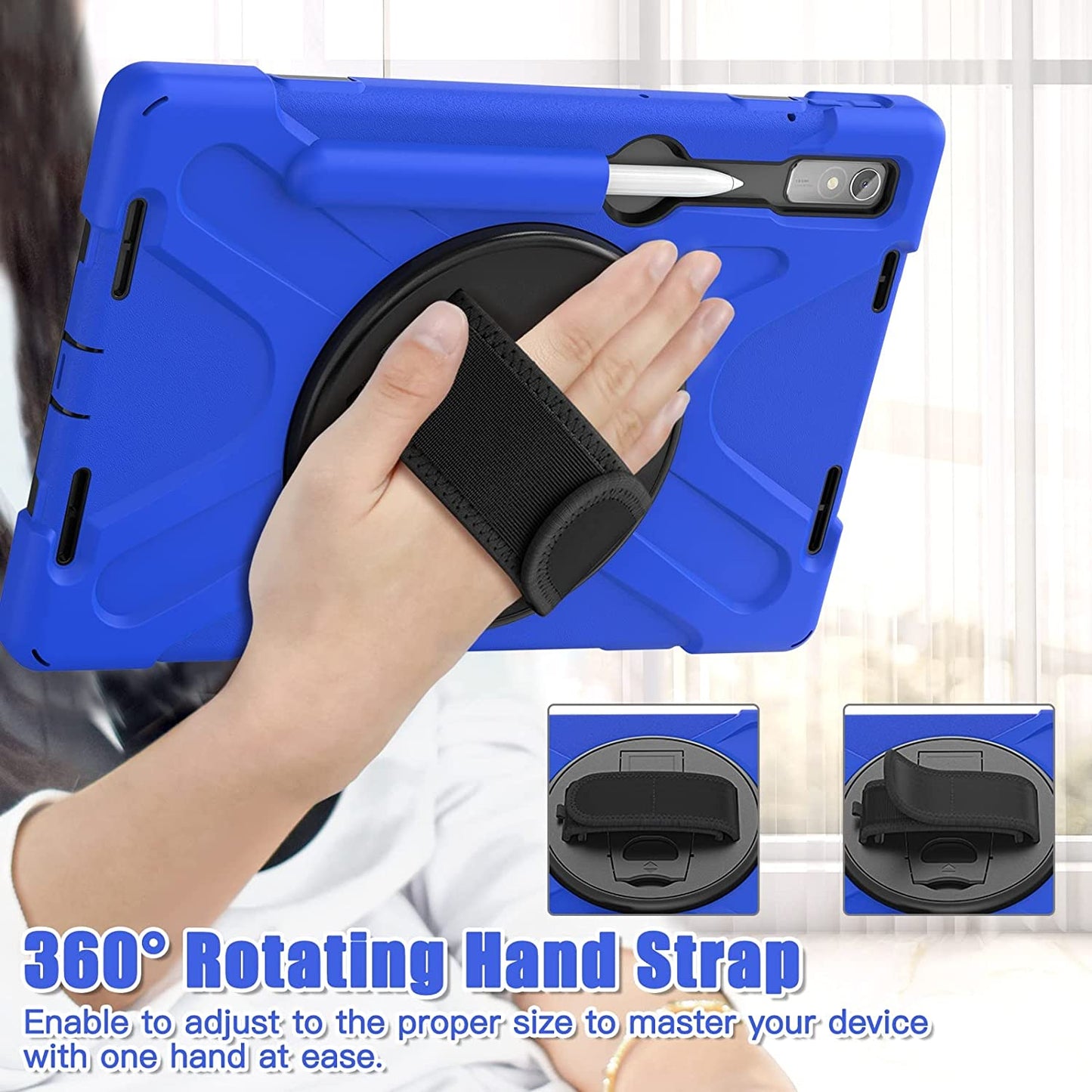 Cover Case Heavy Duty Shockproof TPU Case Compatible with Lenovo Pad Pro 11.2 2022 TB-138FC/132FU,Protective Cover Drop-Proof Shock-Proof W Rotating Kickstand+Handle+Shoulder Strap Protective Cover (