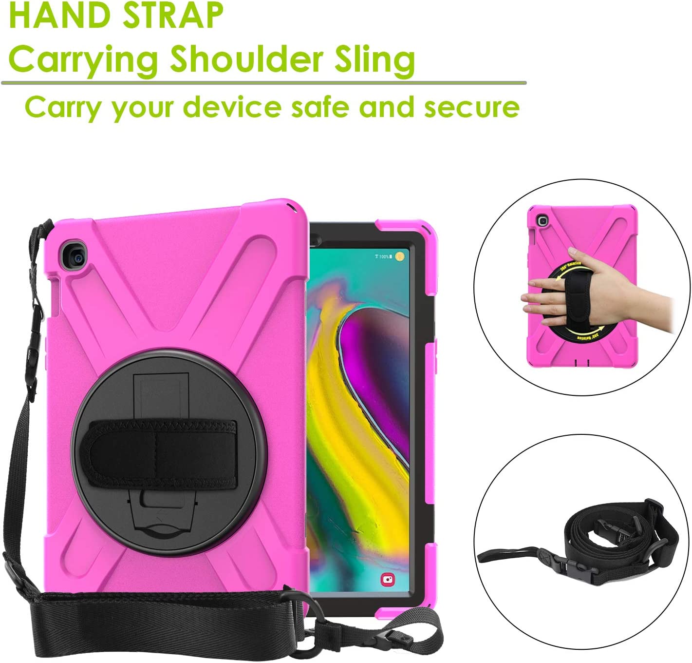 Yapears Shield Series Samsung Tab 10.1 Case SM-T510/T515 Samsung Galaxy Tab A 10.1 Case 2019 Shockproof Rugged Cover 360 Kickstand, Hand Strap & Shoulder Strap for Galaxy Tab A 10.1 Inch - Yellow
