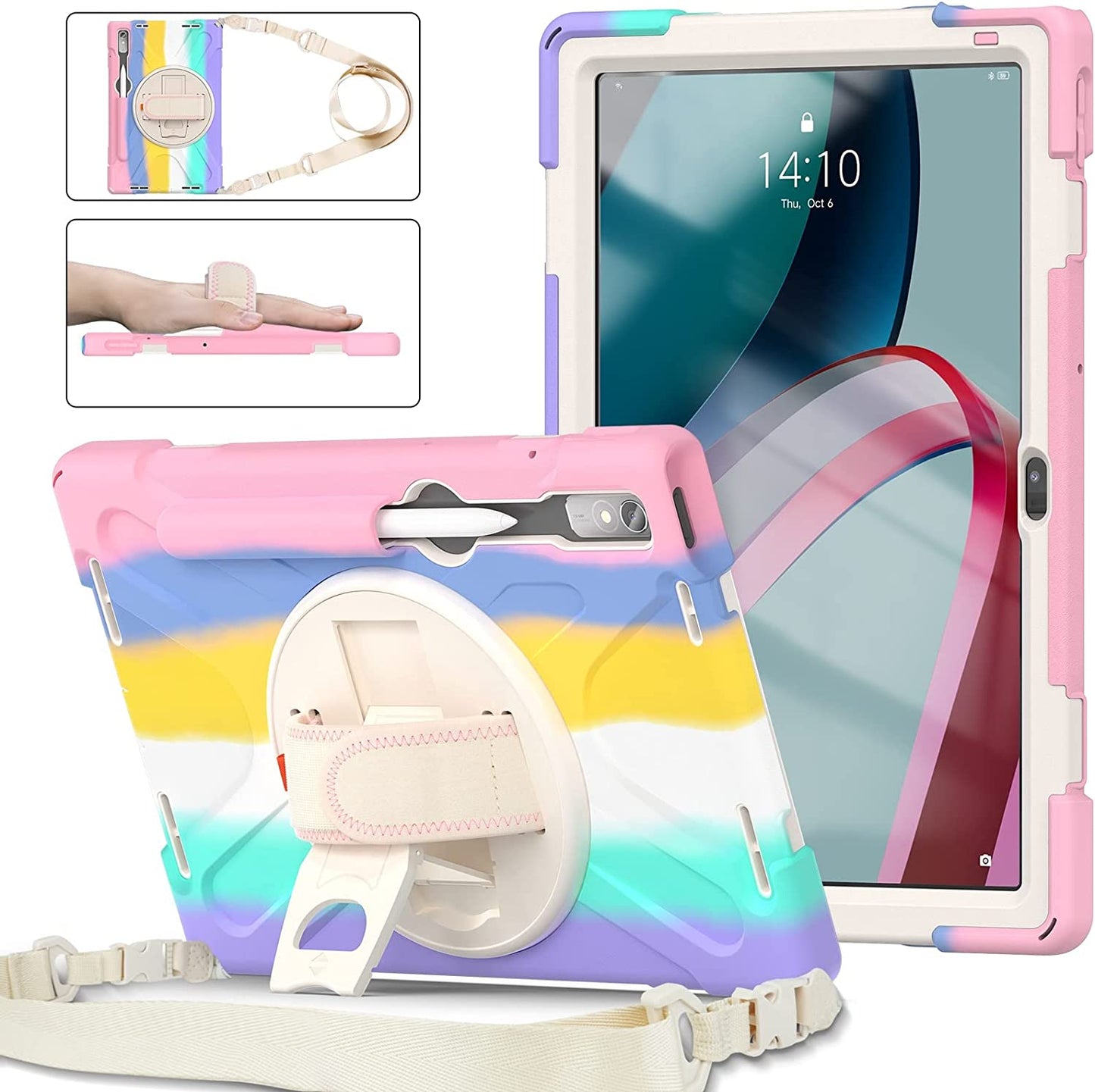 Cover Case Heavy Duty Shockproof TPU Case Compatible with Lenovo Pad Pro 11.2 2022 TB-138FC/132FU,Protective Cover Drop-Proof Shock-Proof W Rotating Kickstand+Handle+Shoulder Strap Protective Cover (