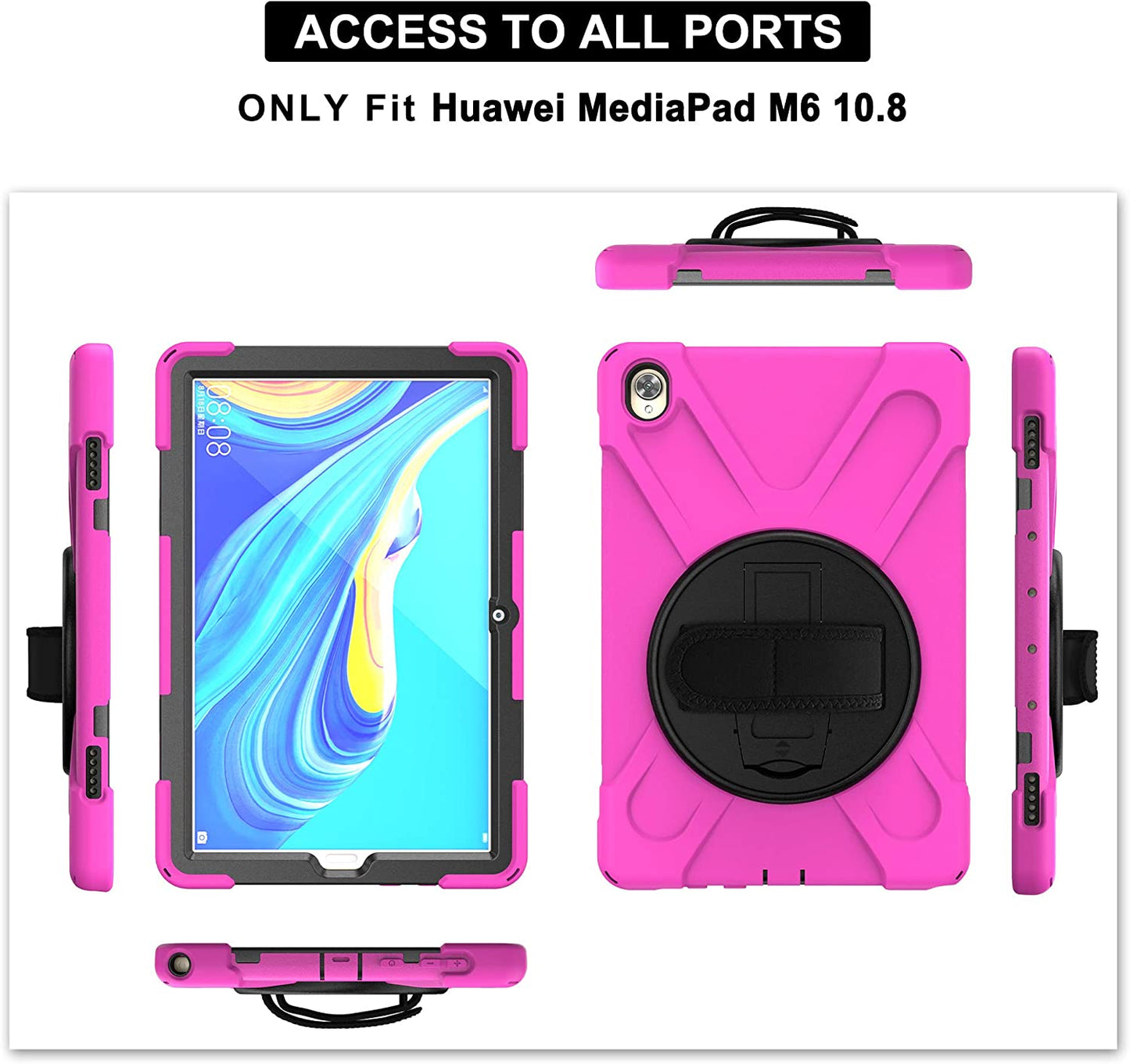 Case for Huawei MediaPad M6 10.8" & Huawei MatePad 10.8" 2020, Military Grade 15ft Drop Tested Shockproof Protective Cover with 360? Rotating Stand, Hand Strap and Shoulder Strap (Orange)