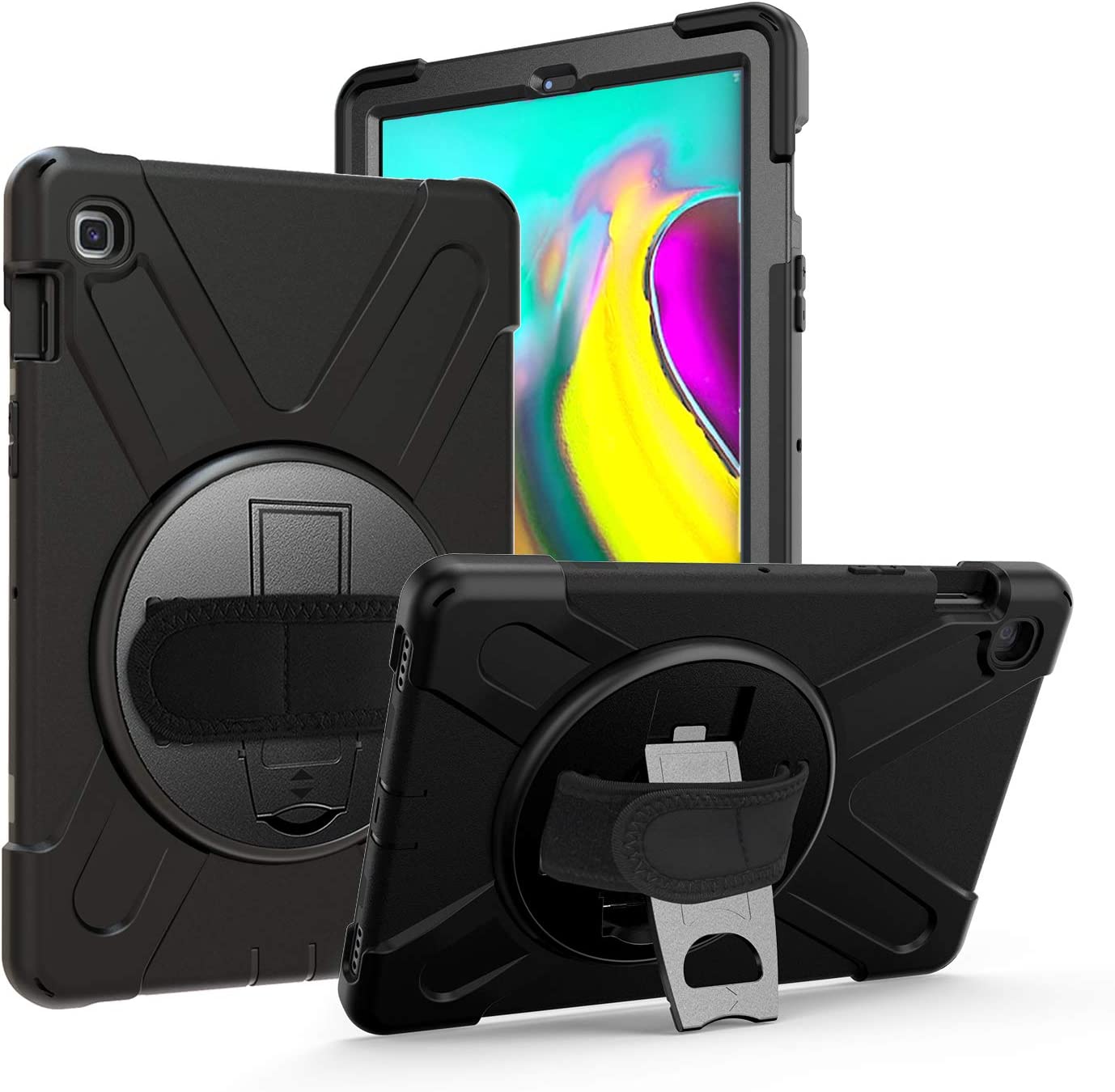 Yapears Shield Series Samsung Tab 10.1 Case SM-T510/T515 Samsung Galaxy Tab A 10.1 Case 2019 Shockproof Rugged Cover 360 Kickstand, Hand Strap & Shoulder Strap for Galaxy Tab A 10.1 Inch - Yellow
