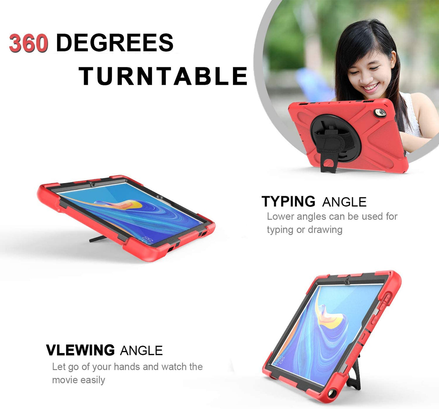 Case for Huawei MediaPad M6 10.8" & Huawei MatePad 10.8" 2020, Military Grade 15ft Drop Tested Shockproof Protective Cover with 360? Rotating Stand, Hand Strap and Shoulder Strap (Orange)